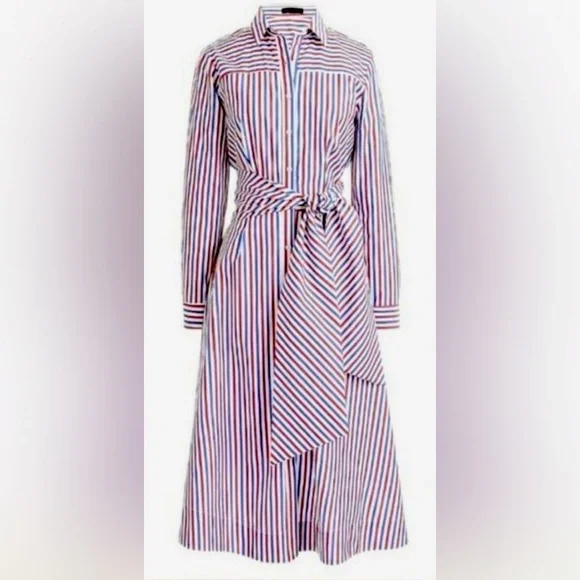 J. Crew Striped Midi Dress - Red, Blue, White - Picture 1 of 10